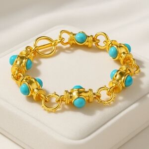 Byzantine Turquoise Bracelet  18k Gold Plating